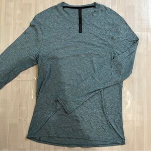 Lululemon Shirt Mens M Teal Heather License to Train Long Sleeve Straight Hem
